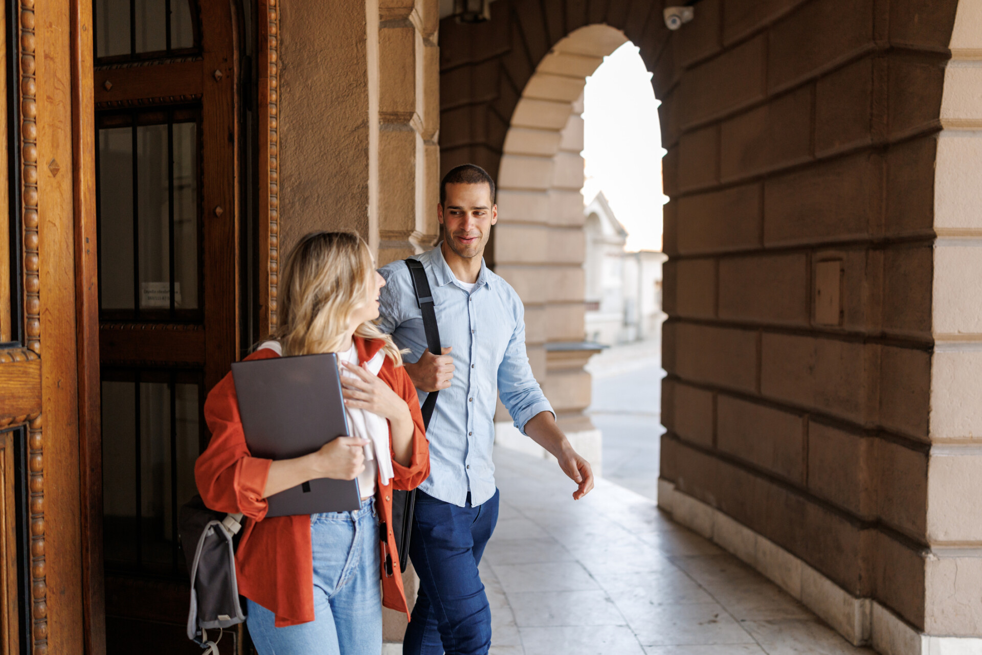 college students walking